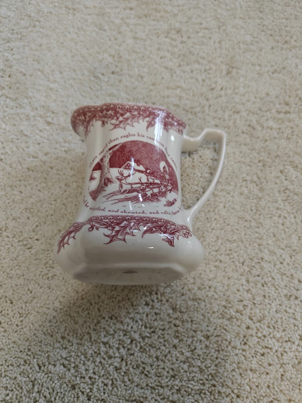 Johnson Brothers Red and White Holiday Ceramic Milk Jug